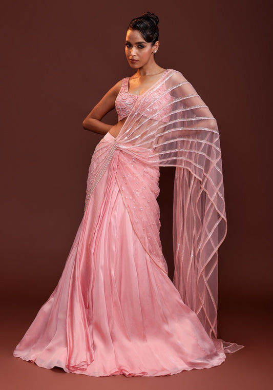 Glamorous drape lehenga saree set