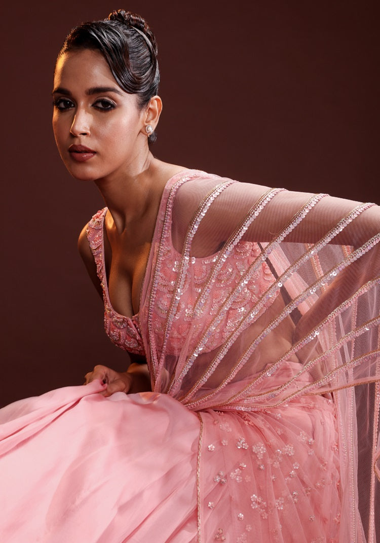 Glamorous drape lehenga saree set