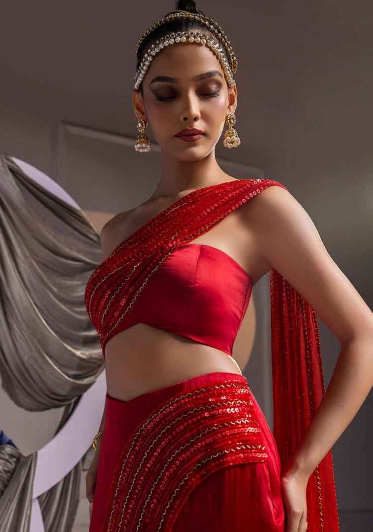 Asymmetric mermaid lehenga