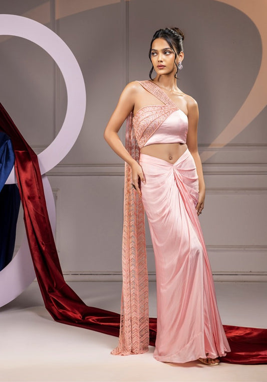 Pastel curve drape skirt set