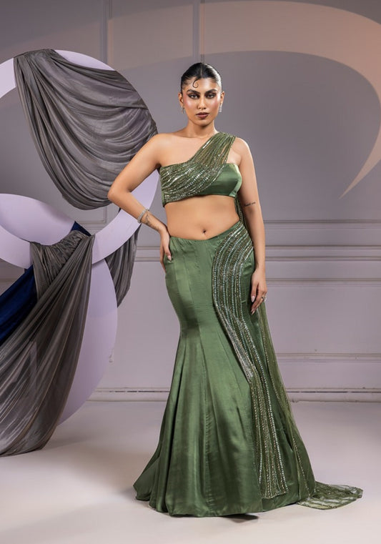 Asymmetric mermaid lehenga