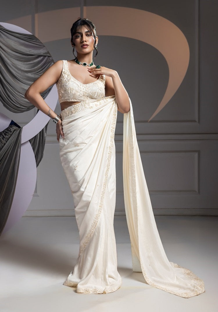 Ivory Aesthetic - Saree Set