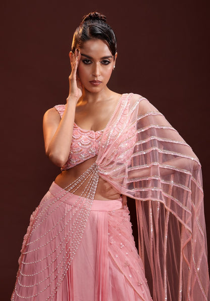 Glamorous drape lehenga saree set
