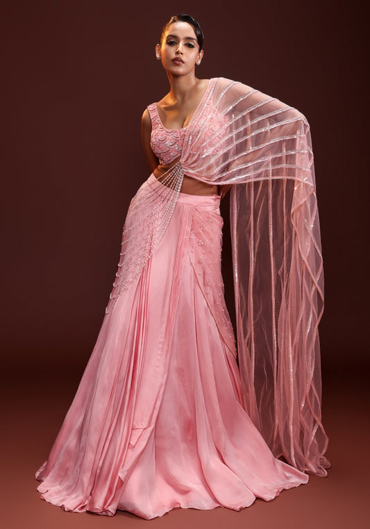 Glamorous drape lehenga saree set