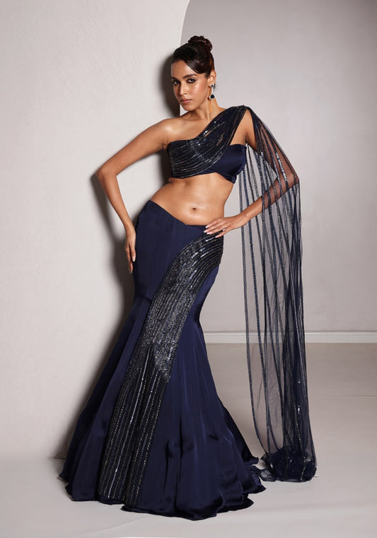 Asymmetric mermaid lehenga