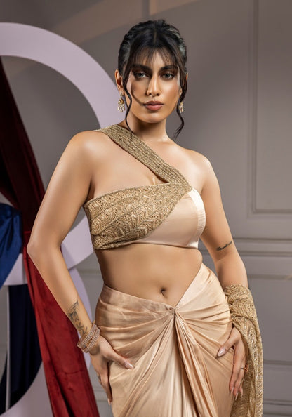 Golden curve drape skirt set