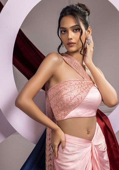 Pastel curve drape skirt set