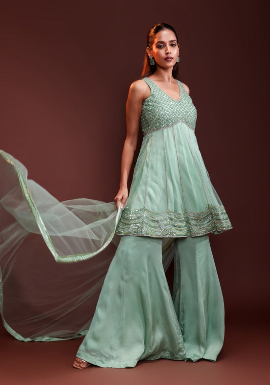 Tunic top sharara set