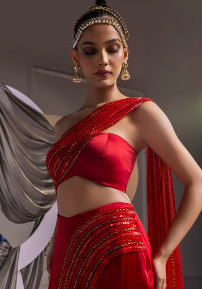 Asymmetric mermaid lehenga