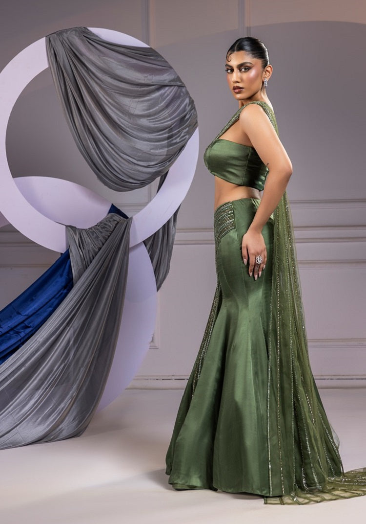 Asymmetric mermaid lehenga