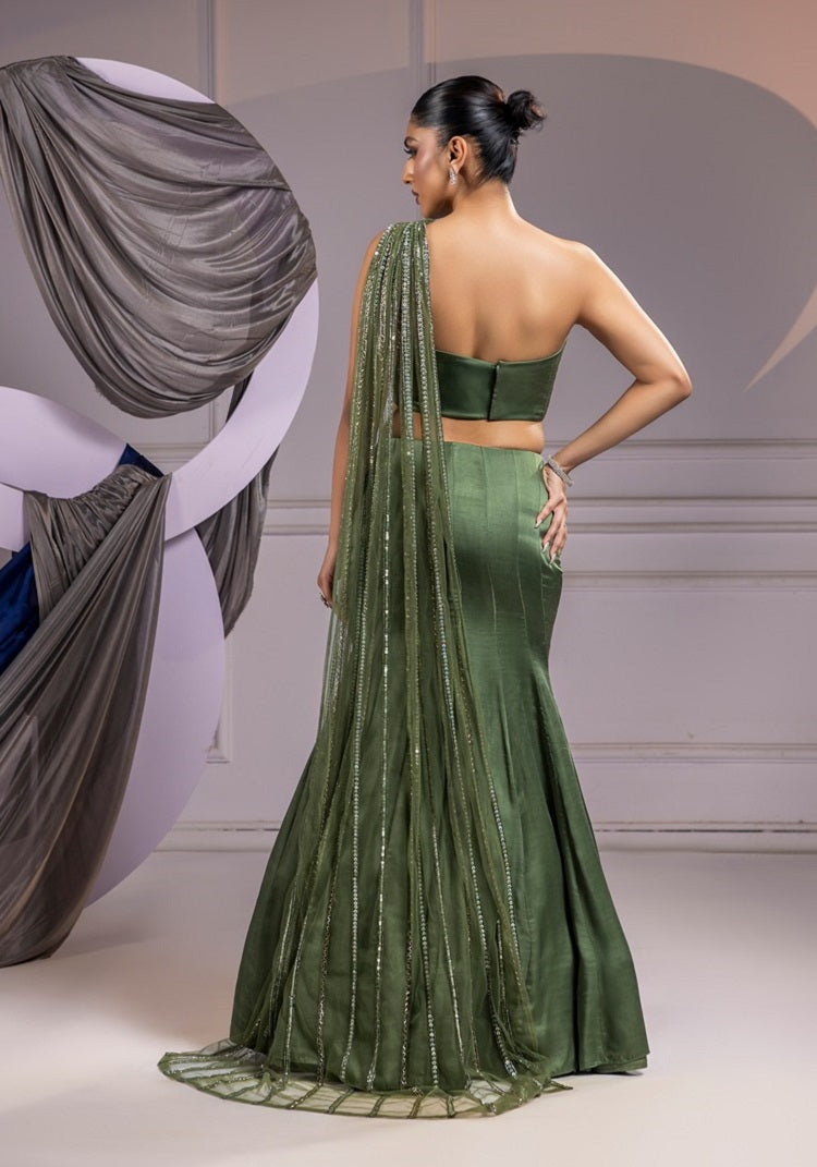 Asymmetric mermaid lehenga