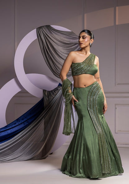 Asymmetric mermaid lehenga