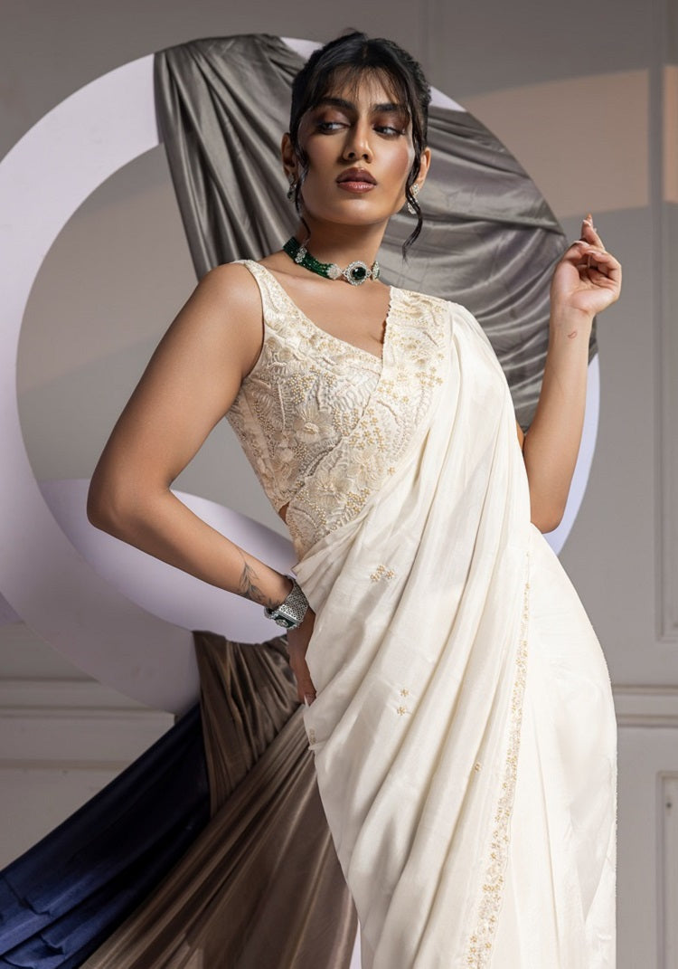 Ivory Aesthetic - Saree Set