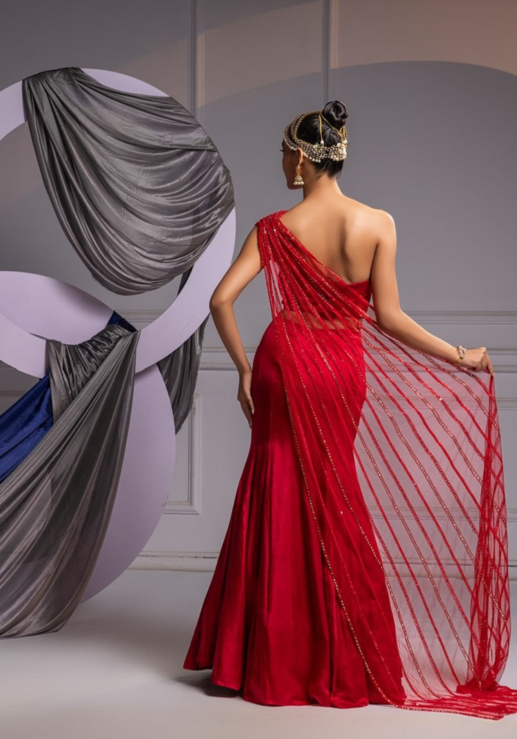 Asymmetric mermaid lehenga