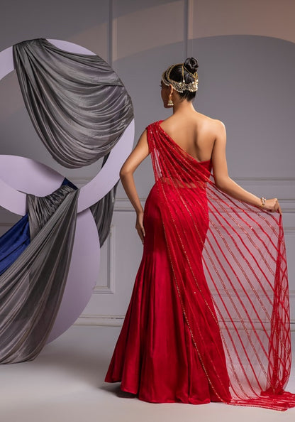 Asymmetric mermaid lehenga