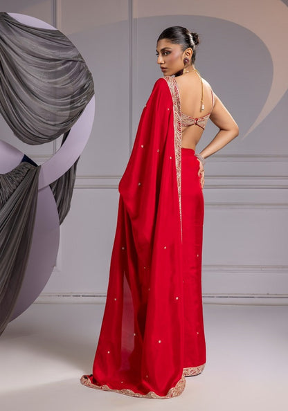 Crimson red - saree set