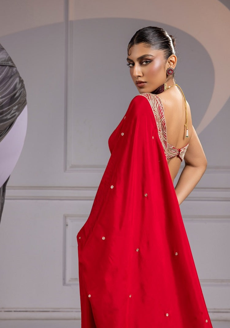 Crimson red - saree set
