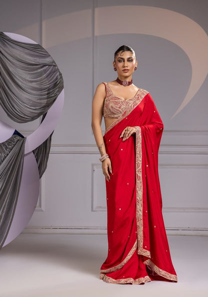 Crimson red - saree set